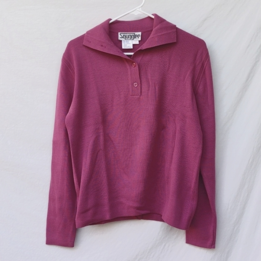 Snuggler Women's V-Neck Pullover Sweater in Fuschia
